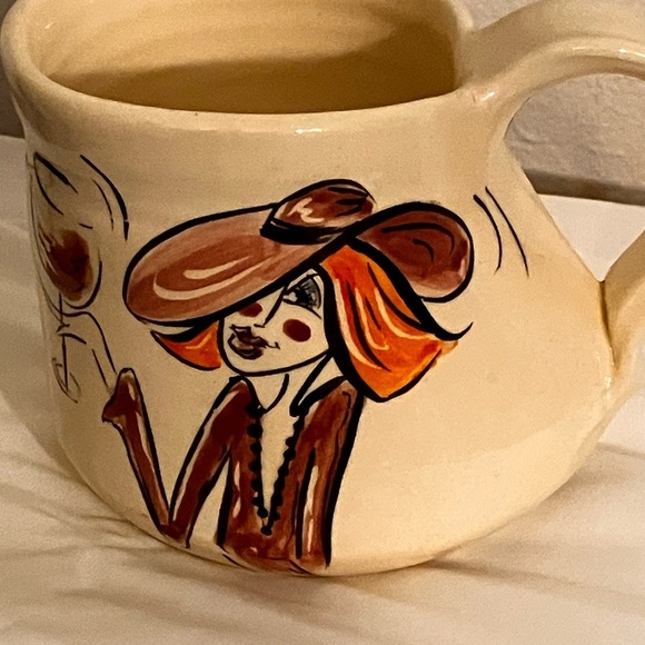 Vintage 80’s lace with hat mug signed clay pottery - Picture 3 of 8